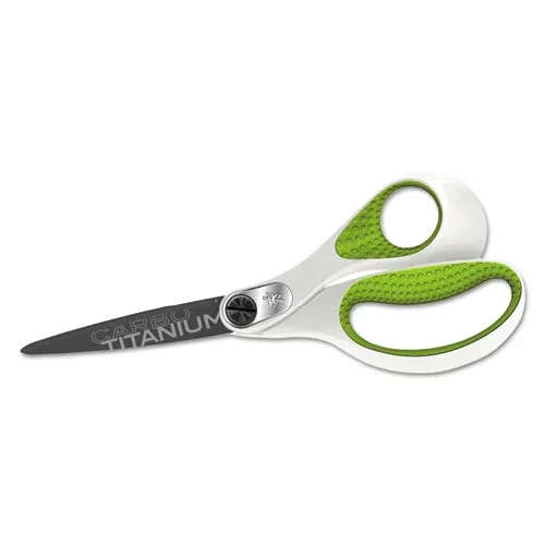 Carbotitanium Bonded Scissors, 8 ” Long, 3.25 ” Cut Length, White/green Straight Handle