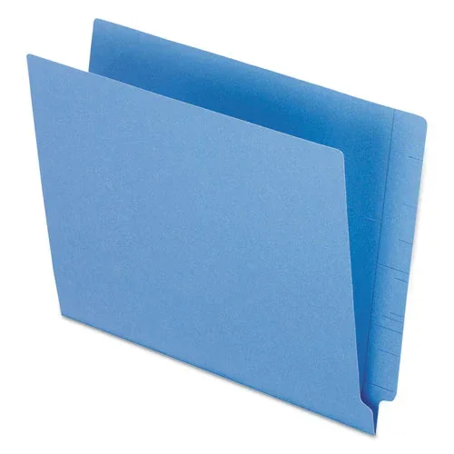 Colored End Tab Folders With Reinforced Double-ply Straight Cut Tabs, Letter Size, 0.75 ” Expansion, Blue, 100/box
