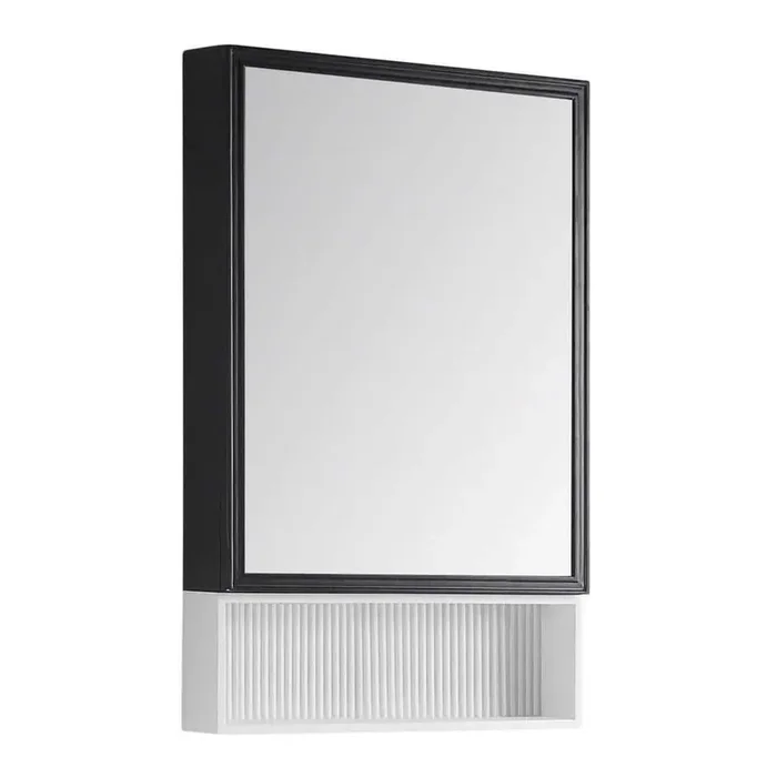 Dakota 21 in. W x 33 in. H Medium Rectangular Black and White Wooden Surface Mount Medicine Cabinet with Mirror
