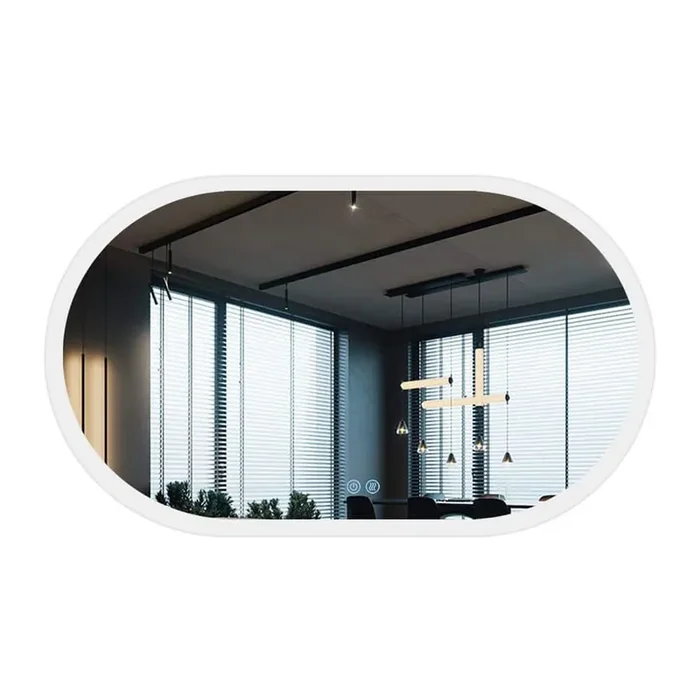 Dimmable 40 in. W x 28 in. H Oval Frameless Anti-Fog Wall Bathroom Vanity Mirror in Natural