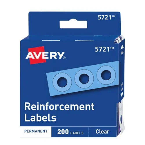 Dispenser Pack Hole Reinforcements, 0.25 ” Dia, Clear, 200/pack, (5721)