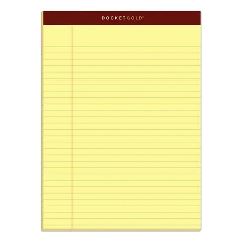 Docket Gold Ruled Perforated Pads, Wide/legal Rule, 50 Canary-yellow 8.5 X 11.75 Sheets, 12/pack