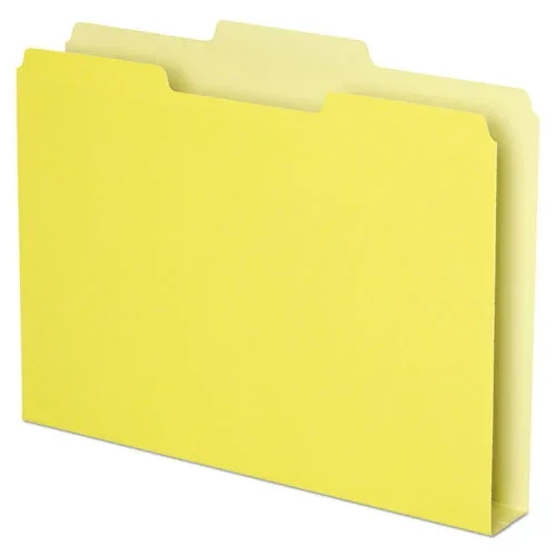 Double Stuff File Folders, 1/3-cut Tabs: Assorted, Letter Size, 1.5 ” Expansion, Yellow, 50/pack