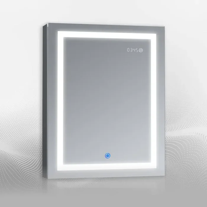 DUNA 24 in. W x 32 in. H Rectangular LED Medicine Cabinet with Mirror Recessed or Surface, Mount RH Hinge, Dual Outlets