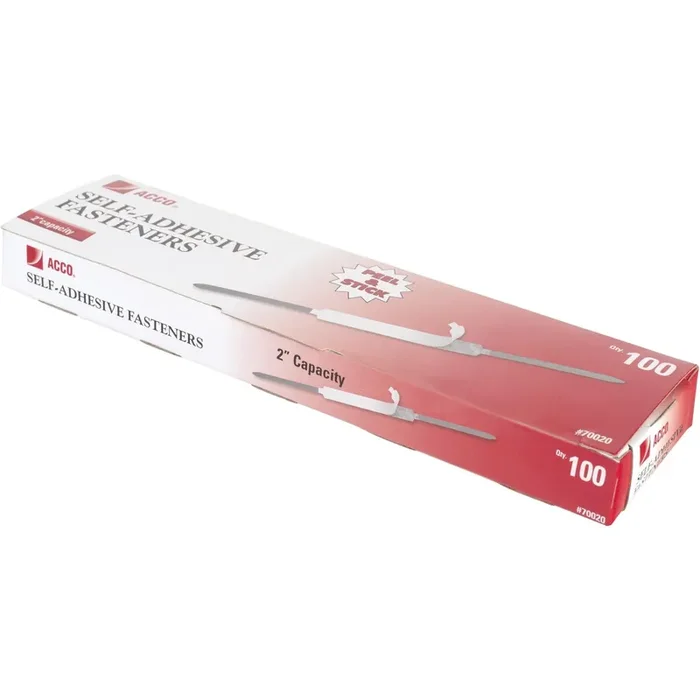 Gbc Self-Adhesive Fasteners, 2‘ Capacity, Economy, 100 Fasteners/Box (70020)