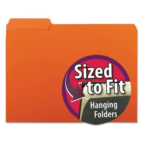 Interior File Folders, 1/3-cut Tabs: Assorted, Letter Size, 0.75 ” Expansion, Orange, 100/box
