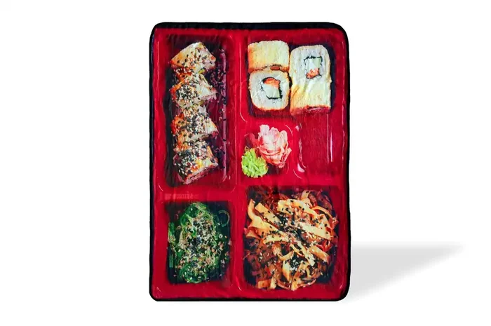 Japanese Bento Box Large Fleece Throw Blanket Decorative Throw Blanket Features Detailed Images Of Food Collectible Japanese