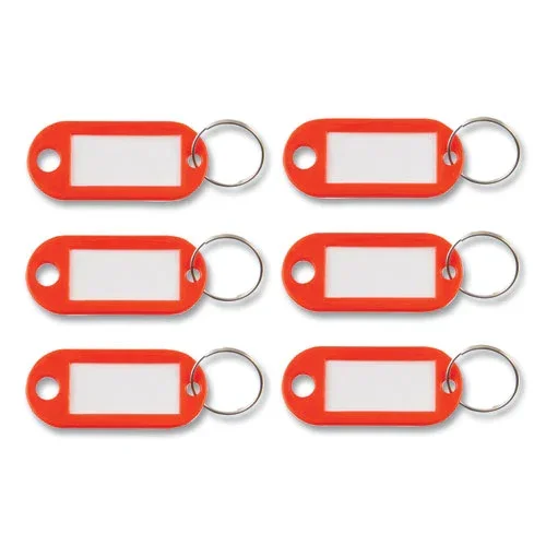 Key Tags Label Window, 0.88 X 0.19 X 2, Red, 6/pack