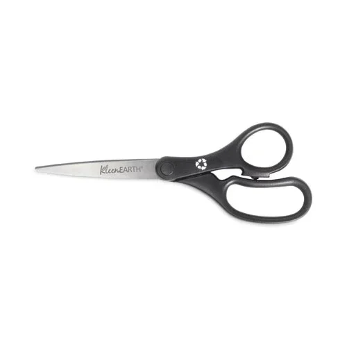 Kleenearth Basic Plastic Handle Scissors, 8 ” Long, 3.25 ” Cut Length, Black Straight Handle