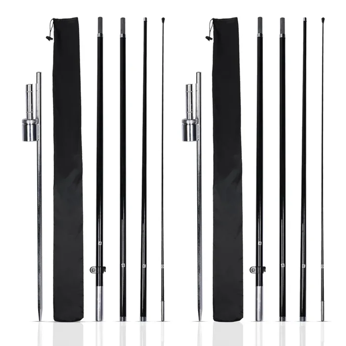 Klexore & Co Feather Flag Pole Kit For 12Ft Feather Flag 2 Pack 100% Fiberglass For Business Advertising Flags & Custom Feather