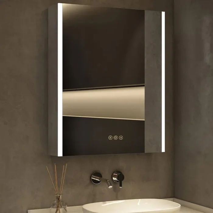 Kyle 16 in. W x 24 in. H Rectangular Medicine Cabinet with Mirror, Right Hinge, Dimmable Light, Wall or Recessed Mount