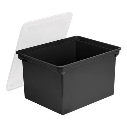 Plastic File Tote, Letter/legal Files, 18.5 ” X 14.25 ” X 10.88 “, Black/clear