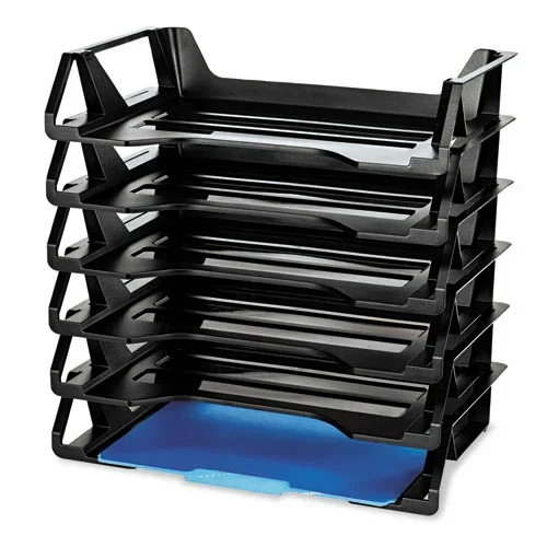 Recycled Side Load Desk Tray, 6 Sections, Letter Size Files, 15.13 ” X 8.88 ” X 15 “, Black, 6/pack