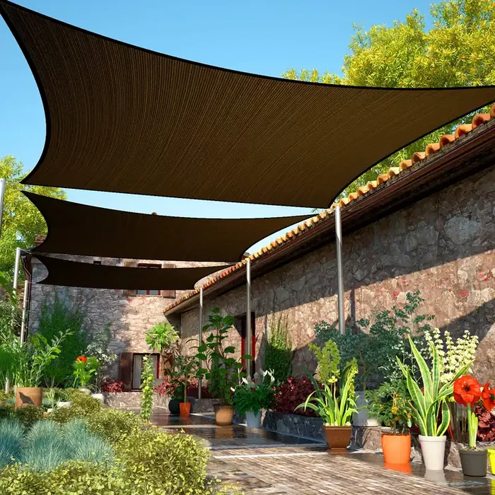 Shademart 10‘ X 10‘ Brown Sun Shade Sail Upf50 Square Smtapr1420 Canopy Fabric Cloth Screen, Water Permeable & Uv Resistant, Hea