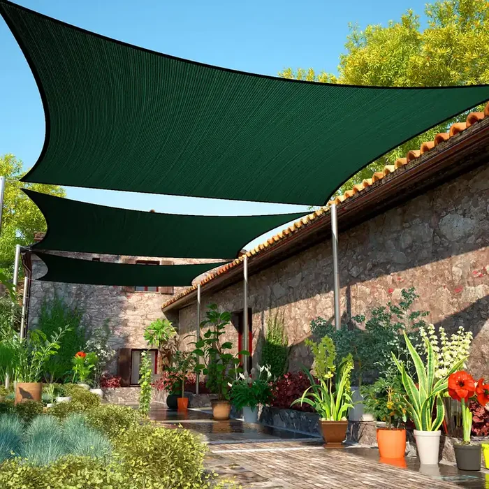 Shademart 10‘ X 10‘ Green Sun Shade Sail Upf50 Square Smtapr1420 Canopy Fabric Cloth Screen, Water Permeable & Uv Resistant, Hea