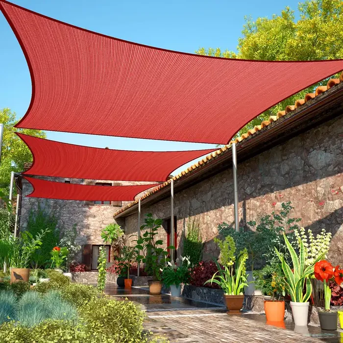 Shademart 10‘ X 10‘ Red Sun Shade Sail Upf50 Square Smtaps14 Canopy Fabric Cloth Screen, Water And Air Permeable & Uv Resistant,