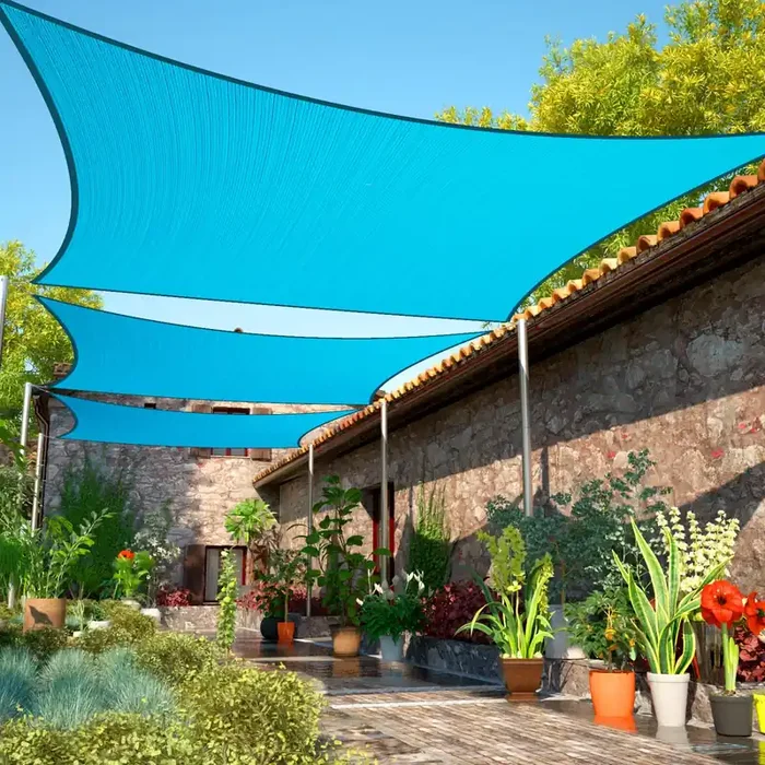 Shademart 10‘ X 10‘ Turquoise Sun Shade Sail Upf50 Square Smtapr1420 Canopy Fabric Cloth Screen, Water Permeable & Uv Resistant,