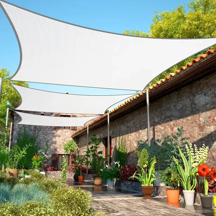 Shademart 10‘ X 10‘ White Sun Shade Sail Upf50 Square Canopy Fabric Cloth Screen Smtapr1020, Water And Air Permeable & Uv Resist
