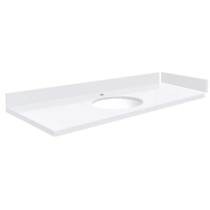 Silestone 61 in. W x 22.25 in. D Quartz White Round Single Sink Vanity Top in Miami White