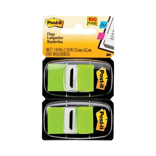 Standard Page Flags In Dispenser, Bright Green, 100 Flags/dispenser