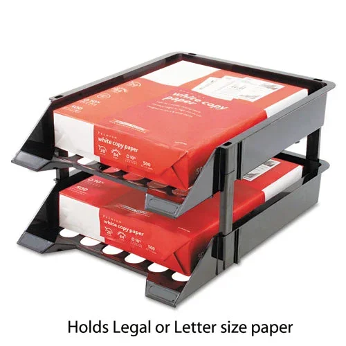 Supertray Countertop Tray Set, 2 Sections, Letter To Legal Size Files, 11 ” X 14.88 ” X 2.5 “, Black, 2/pack