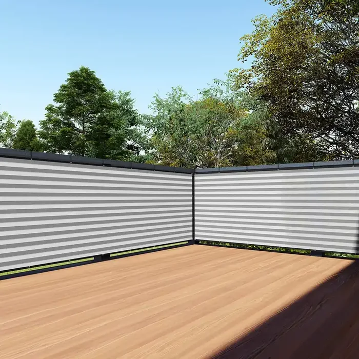 Tang 3‘ X 138‘ Gray White Stripe Balcony Privacy Screen Fence 200Gsm Deck Fence Outdoor Privacy Cover Weather Resistant For Pati