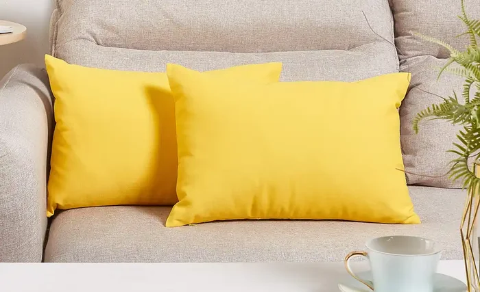 Tangdepot Handmade Decorative Solid 100% Cotton Canvas Throw Pillow Covers/Pillow Shams, (12‘X20‘, Yellow)
