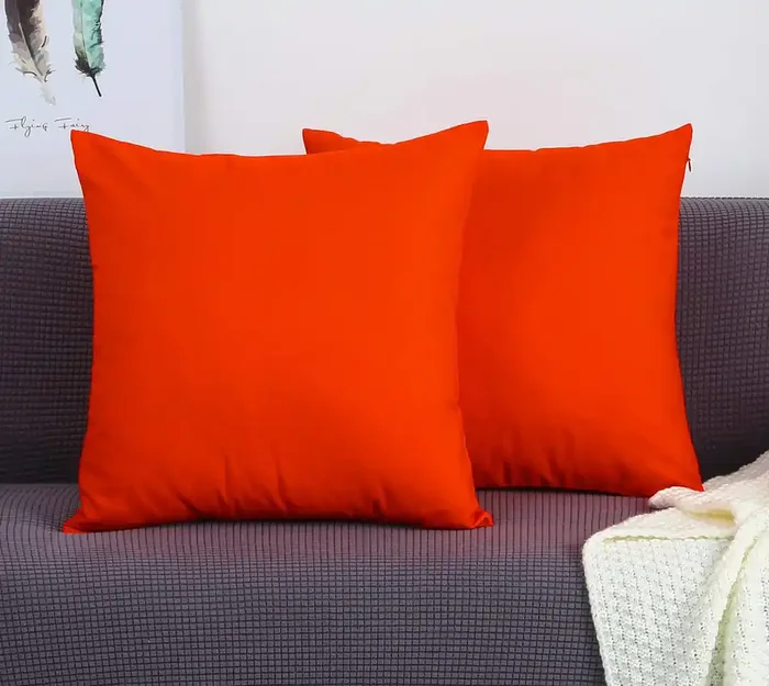 Tangdepot Handmade Decorative Solid 100% Cotton Canvas Throw Pillow Covers/Pillow Shams, (28‘ X28‘ , Red Orange, 1 Count (Pack