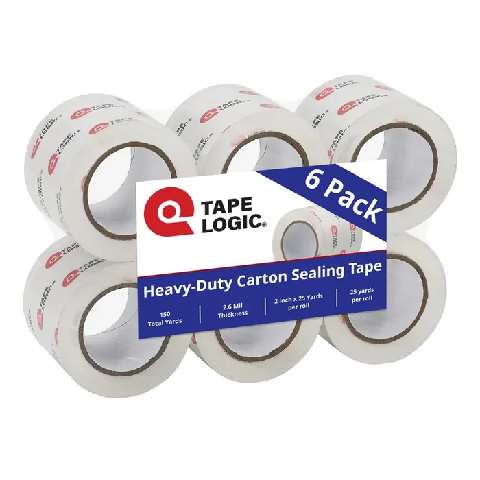 Tape Logic Heavy Duty 2In X 25Yd Clear Packaging Tape Dispenser Refills (6-Pack), Strong Clear Packing Tape Roll Ideal For Shipp