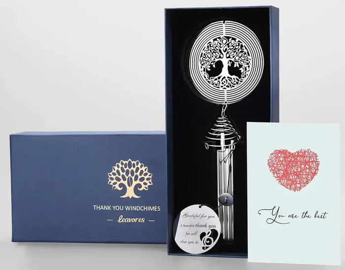Thank You Wind Chimes With Tree Of Life Wind Spinner – Thank You Gifts For Women, Teacher, Family, Friends – Appreciation Gifts