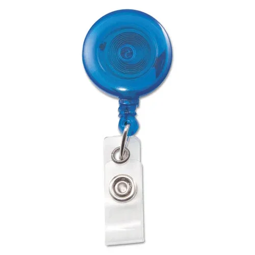 Translucent Retractable Id Card Reel, 30 ” Extension, Blue, 12/pack