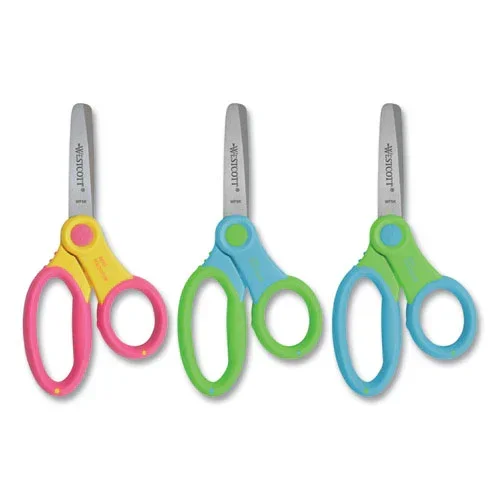 Ultra Soft Handle Scissors W/antimicrobial Protection, Rounded Tip, 5 ” Long, 2 ” Cut Length, Randomly Assorted Straight Handle
