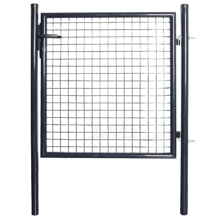 vidaXL Mesh Garden Gate Galvanized Steel 33.7‘‘x39.4‘‘ Gray