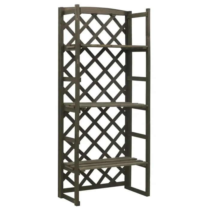 vidaXL Plant Stand with Trellis Gray 23.6‘‘x11.8‘‘x55.1‘‘ Solid Firwood