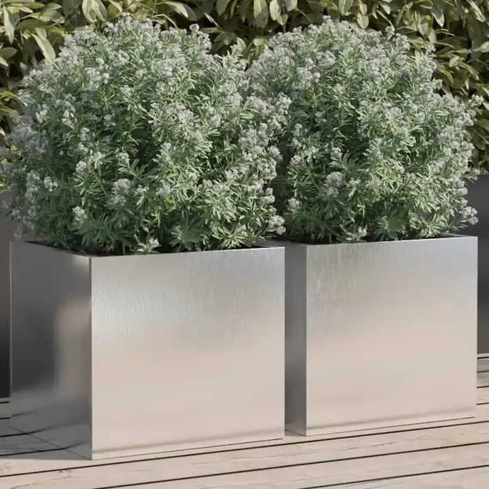 vidaXL Planters 2 pcs Silver 12.6×11.8×11.4 Stainless Steel