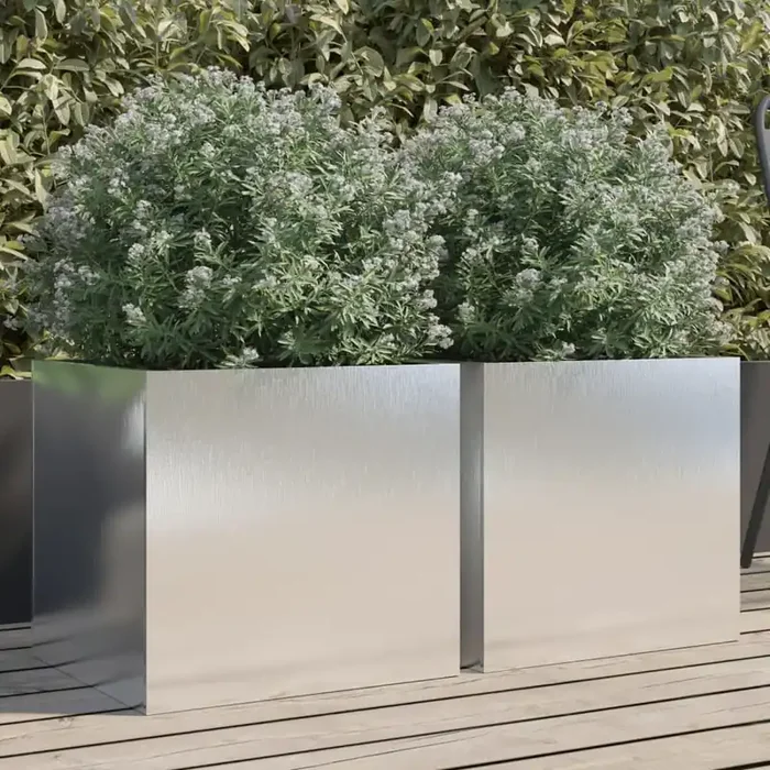 vidaXL Planters 2 pcs Silver 16.5×15.7×15.4 Stainless Steel