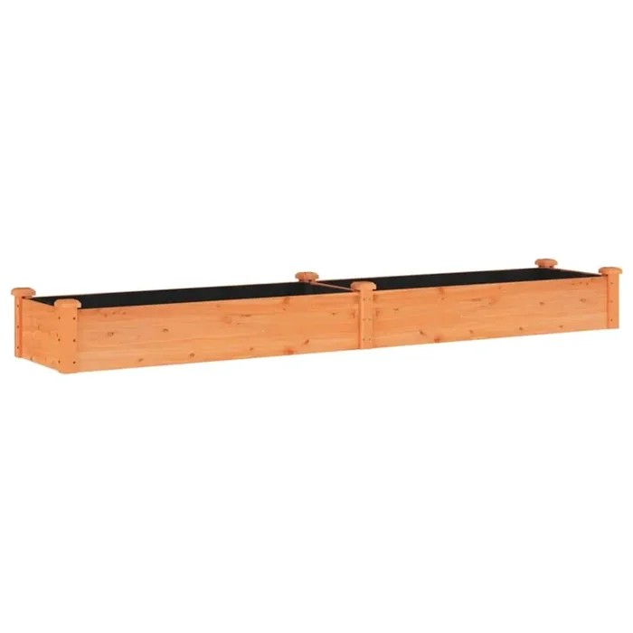 vidaXL Solid Fir Wood Garden Raised Bed with Liner – Rectangular Detailed Woodwork Flower/Herb Planter Box – Ample Planting Spac