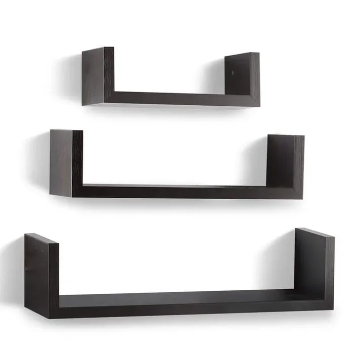 Wooden Floating Wall Shelves Espresso Finish All hardware included (Set of 3)