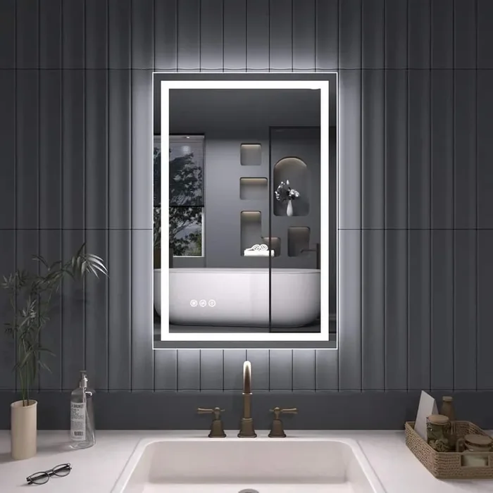 Zen 20 in. W x 30 in. H Rectangular Frameless LED Light Anti-Fog Wall Bathroom Vanity Mirror in Polished Crystal